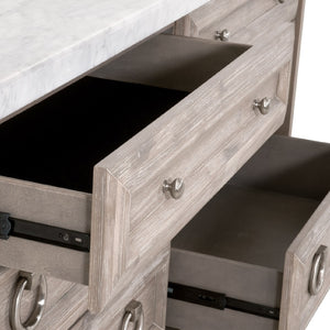   Marble Topped Acacia 6-Drawer Dresser | Oroa.com