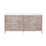 Marble Topped Acacia 6-Drawer Dresser | Living Essentials Azure