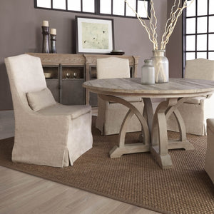   French Linen Skirted Dining Chairs (2) | Oroa.com