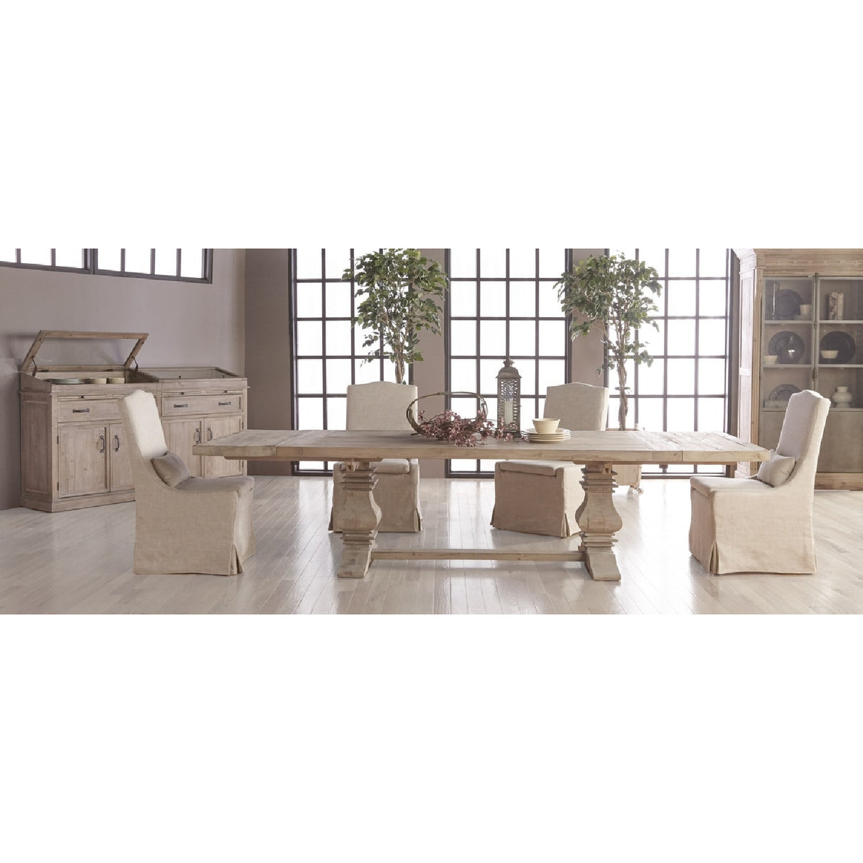   French Linen Skirted Dining Chairs (2) | Oroa.com