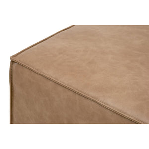  Brown Vegan Leather Cube Ottoman | Oroa.com