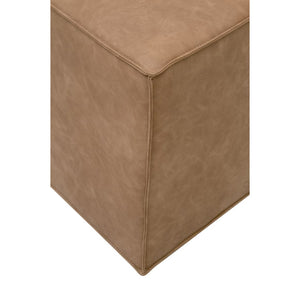   Brown Vegan Leather Cube Ottoman | Oroa.com