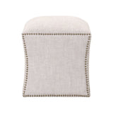 Nailhead Trimmed Linen Ottoman | Living Essentials York