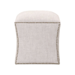   Nailhead Trimmed Linen Ottoman | Oroa.com