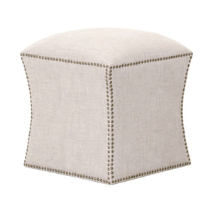   Nailhead Trimmed Linen Ottoman | Oroa.com