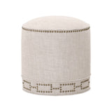 Cylindrical French Linen Ottoman | Living Essentials Marlow