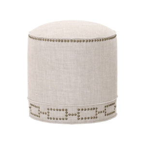   Cylindrical French Linen Ottoman | Oroa.com