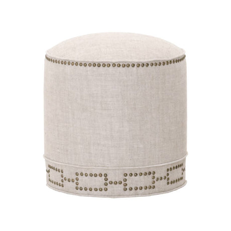 Cylindrical French Linen Ottoman | Living Essentials Marlow