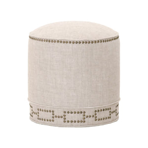   Cylindrical French Linen Ottoman | Oroa.com