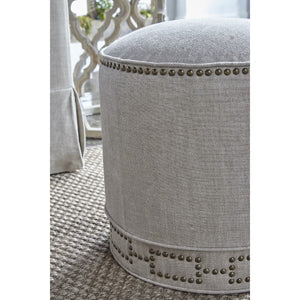   Cylindrical French Linen Ottoman | Oroa.com