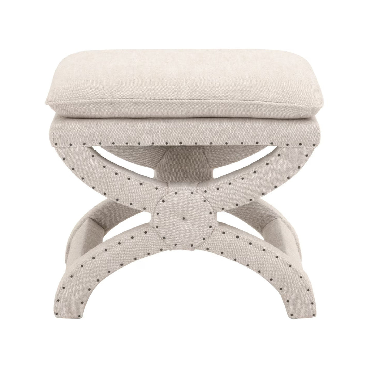   Beige French Linen Ottoman | Oroa.com