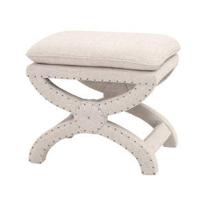   Beige French Linen Ottoman | Oroa.com