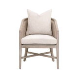 Curved Oak Linen Lounge Chair | Living Essentials McGuire