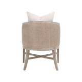 Curved Oak Linen Lounge Chair | Living Essentials McGuire