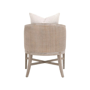   Curved Oak Linen Lounge Chair | Oroa.com