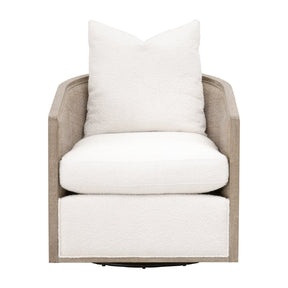 Curved Oak Swivel Club Chair | Living Essentials McGuire – front view