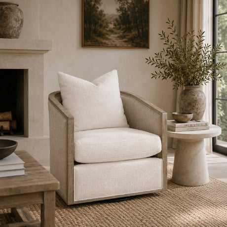   Curved Oak Swivel Club Chair | Oroa.com