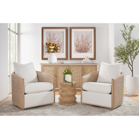 Curved Oak Swivel Club Chair | Living Essentials McGuire
