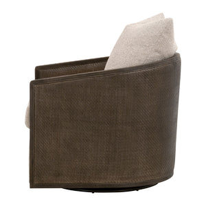   Curved Oak Swivel Club Chair | Oroa.com