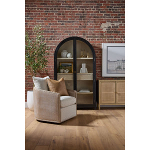   Curved Oak Swivel Club Chair | Oroa.com