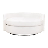 Modern European furniture - White Boucle Round Swivel Chair - www.oroa.com