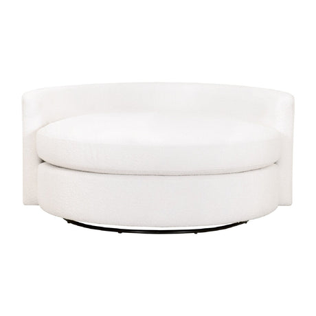 Modern European furniture - White Boucle Round Swivel Chair - www.oroa.com