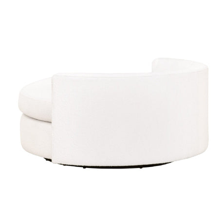 Modern European furniture - White Boucle Round Swivel Chair - www.oroa.com