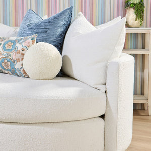   White Boucle Round Swivel Chair | Oroa.com