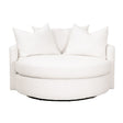 Modern European furniture - White Boucle Round Swivel Chair - www.oroa.com