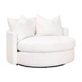 Modern European furniture - White Boucle Round Swivel Chair - www.oroa.com