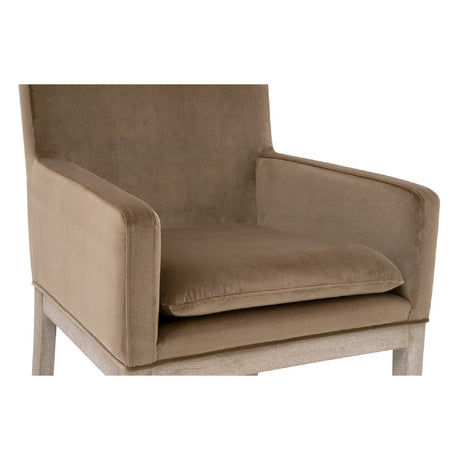 Brown Velvet Dining Armchair | Living Essentials Drake