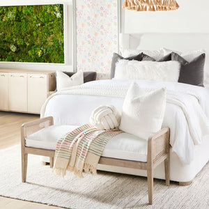   Cushioned Gray Oak Bench | Oroa.com