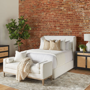   White Upholstered Bench | Oroa.com