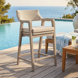 Modern European furniture - White Rattan Outdoor Counter Stool - www.oroa.com