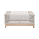 Beige Woven Rope Outdoor Ottoman | Living Essentials Tropez