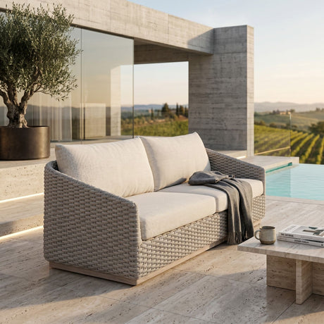   Taupe Oval Rope Outdoor Sofa | Oroa.com