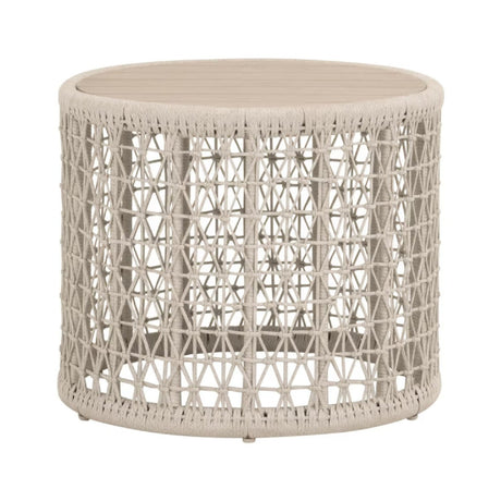 Beige Rope Outdoor End Table | Living Essentials Knit