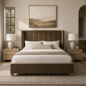   Modern European furniture - Velvet Channeled Queen Bed - www.oroa.com | Oroa.com