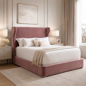   Wing-Shaped Headboard Queen Bed | Oroa.com