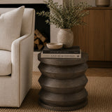 Pine Wood Cylindrical Accent Table | Living Essentials Pier