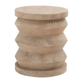 Pine Wood Cylindrical Accent Table | Living Essentials Pier – front view