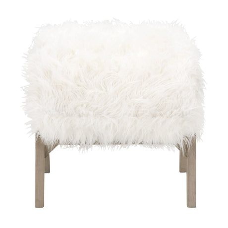 White Fur Ottoman | Living Essentials Tibet