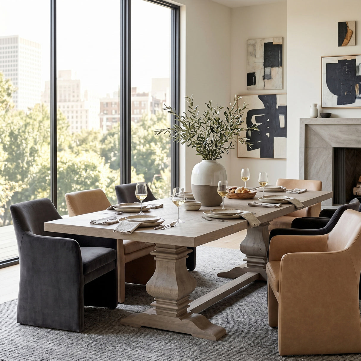   Extendable Gray Oak Dining Table | Oroa.com