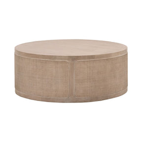 Gray Oak Round Coffee Table | Living Essentials Cane – front view