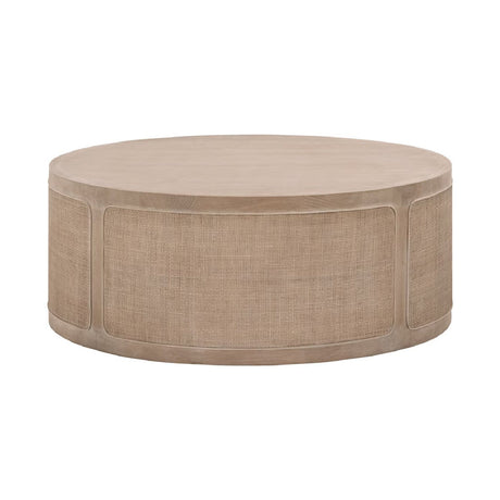 Gray Oak Round Coffee Table | Living Essentials Cane