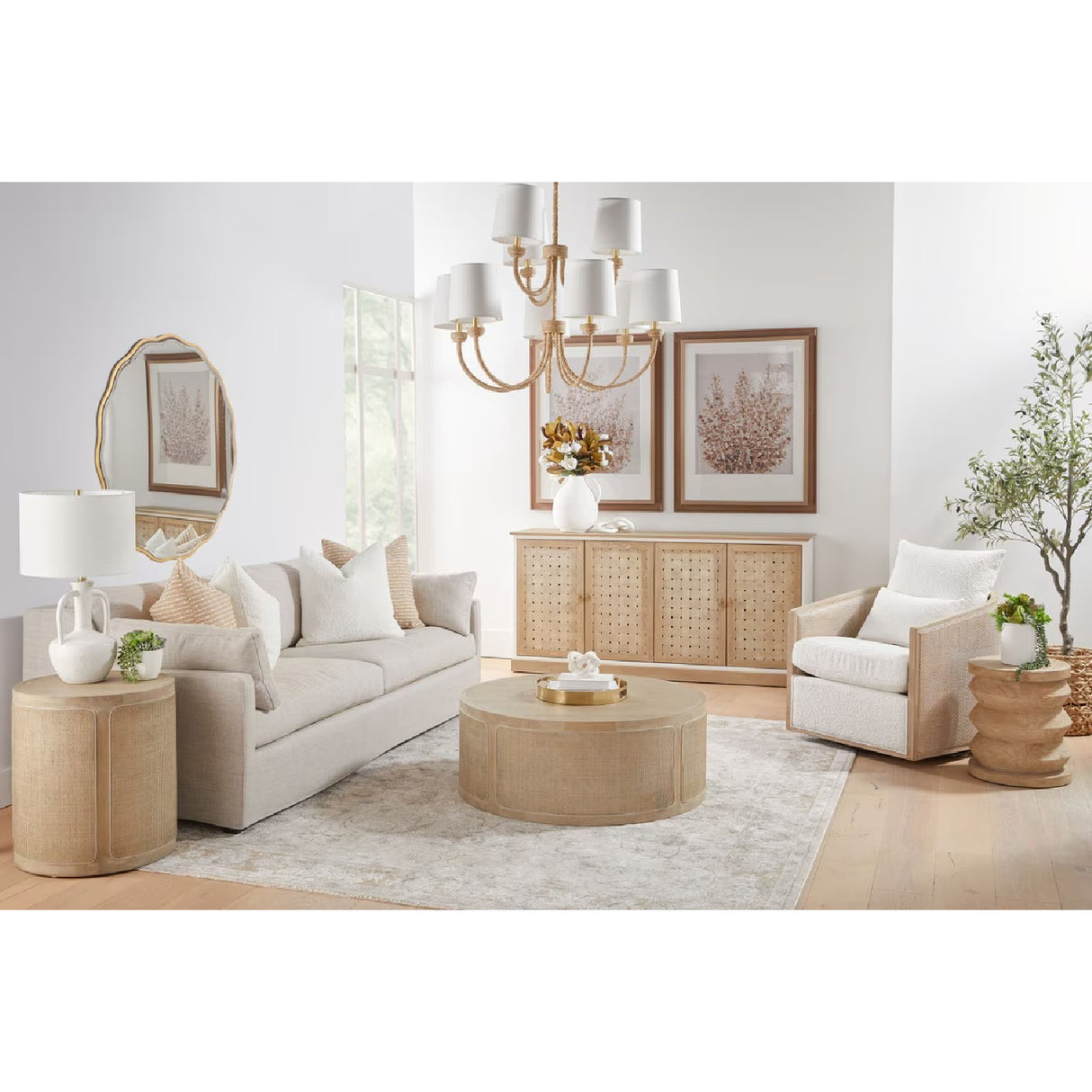   Gray Oak Round Coffee Table | Oroa.com