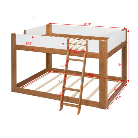 Queen Size Wooden Convertible Low Bunk Bed | OROA Kids