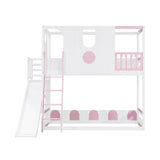 Twin Size Kids Loft Bed Play House Bunk Bed with Slide | OROA Kids