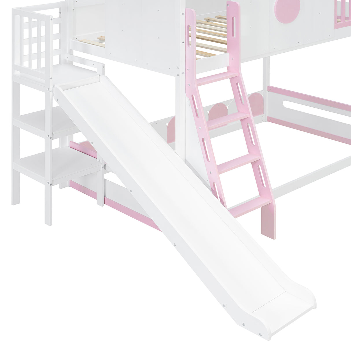 Twin Size Kids Loft Bed Play House Bunk Bed with Slide | OROA Kids