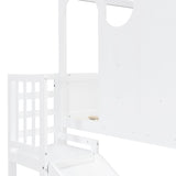 Twin Size Kids Loft Bed Play House Bunk Bed with Slide | OROA Kids
